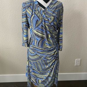 Laundry By Shelli Segal || blue green wrap dress